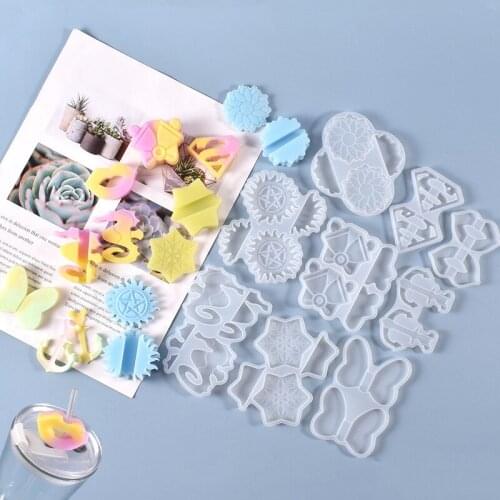 Butterfly Diamond Shape Straw Decorations Epoxy Mold Cute Straw Accessories Silicone Mold For Gift Kids Resin Mold