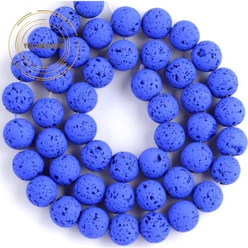 Natural Hematite Blue Lava Stone Beads For Jewelry Making DIY Bracelet Charms 4/6/8/10mm Round Loose Spacer Volcanic Beads 15