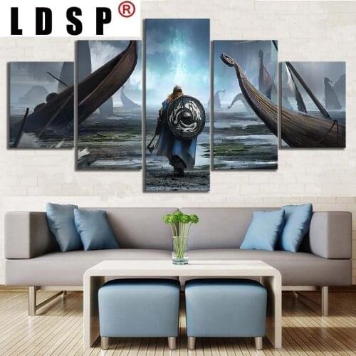 LDSP Canvas Paintings 5 panels Vikings Movie Poster Wall Art Modular Pictures HD Printed Poster For Living Room Home Decoration