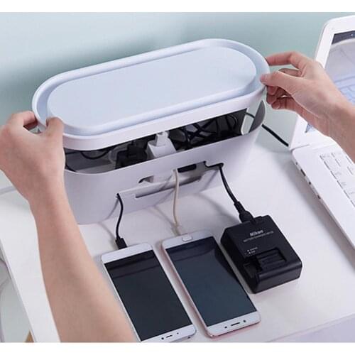 Cable Storage Box Charger Wire Socket Management Power Strip Wire Case Anti Dust Organizer With Phone Tablet Holder Stand