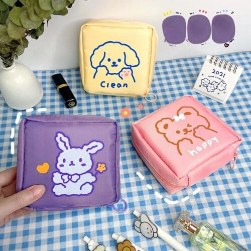 Japanese Girl Cute Coin Purse Large-Capacity Coin Lipstick Storage Bag Fruit Animal Pattern Nylon Zipper Cute Cosmetic Purse Bag