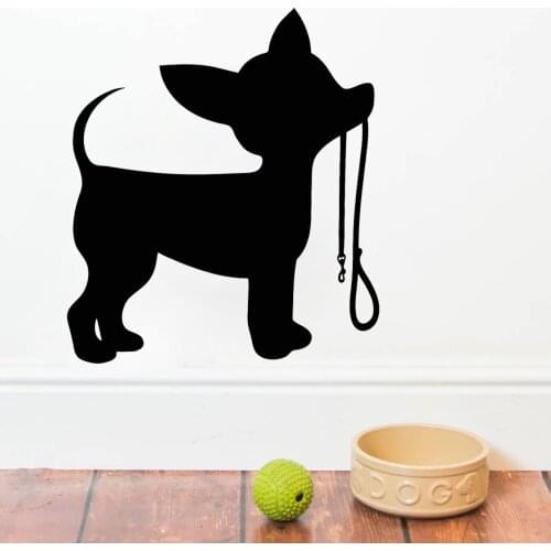 Little Dog Leash Wall Stickers Home Interior Decoration Silhouette Puppy Vinyl Wall Decal Chihuahua Art Sticker Cute Animal S228