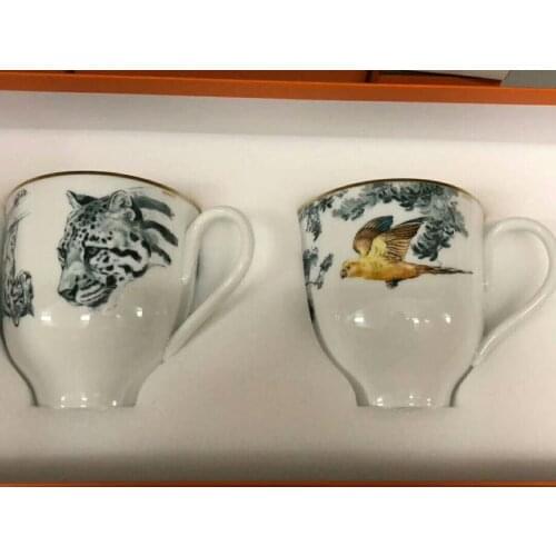 European 24K gold inlay bone china cup set animal pattern Tea cup Coffee cup milk cup hightea cup set