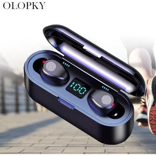 TWS Wireless Earphone Bluetooth V5.0 F9 Wireless Bluetooth Headphone LED Display With 2000mAh Power Bank Headset With Microphone