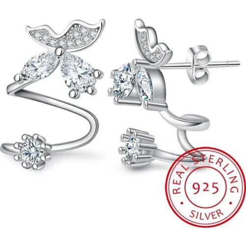 New arrival hot sell fashion butterfly 925 sterling silver ladies`stud earrings jewelry gift wholesale anti-allergic women girl