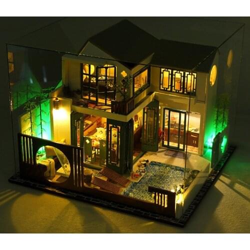 New Doll House Wooden Furniture Diy House Miniature Assemble 3d Miniaturas Dollhouse Puzzle Kits Toys For Children Birthday Gift