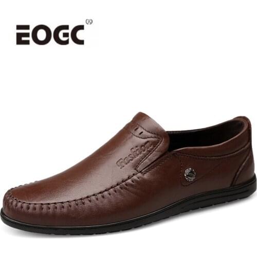 Natural Leather Shoes Men Loafers Slip On Business Casual Flats Shoes Classic Soft Moccasins Hombre Breathable Walking Men Shoes
