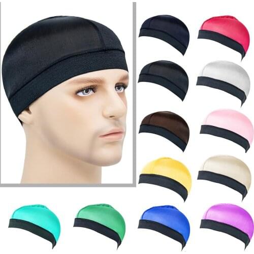 Wholesale Dome Wave Hat Silk Hat Satin Elastic Breathable Turban Hat Hair Accessories Headwear Hat Adult Fedora Hat 10pcs