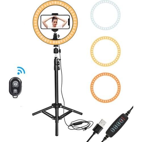 Video Light Dimmable LED Selfie Ring Light USB Ring lamp Photography with Phone Holder tripod stand for Makeup Youtube Tiktok