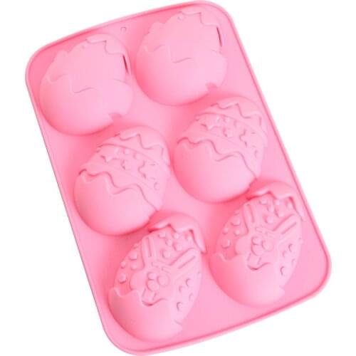 6-Cavity Easter Surprise Egg Shape Silicone Mold DIY Pastry Fondant Chocolate Jelly Mousse Mould Handmade Cake Baking Supplies