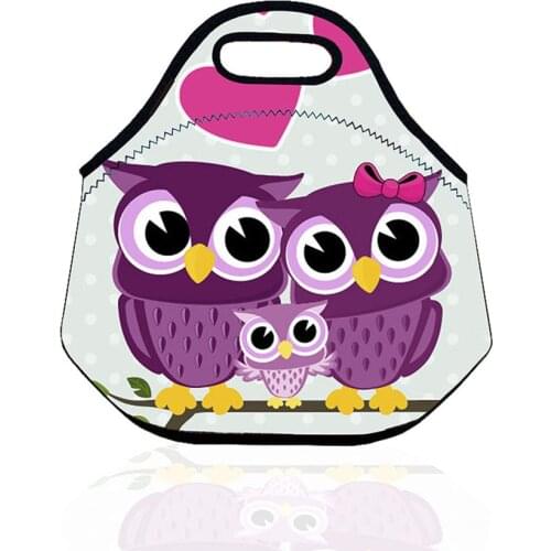 3d Colorful Cartoon Peacock butterfly Portable Travel Work School Picnic Lunch bag Tote Neopren lunch bag for women kids