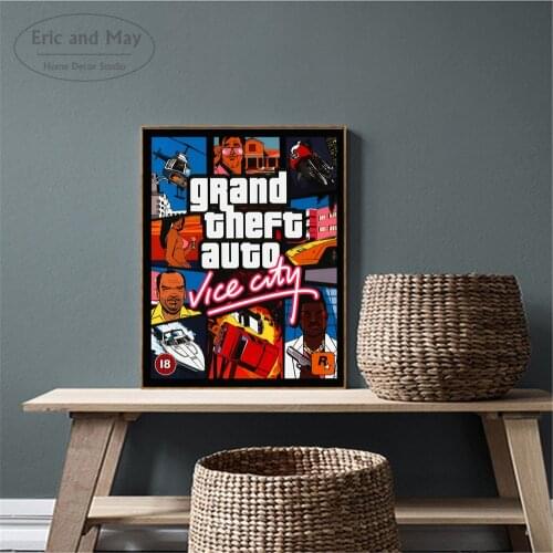 GTA Vice City Quote Posters And Prints Canvas Art Decorative Wall Pictures For Living Room Home Decor Unframed Painting