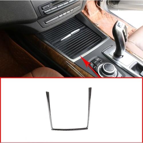 Right Hand Drive Soft Carbon Fiber For BMW X5 E70 2008-2013 RHD Interior Car Cup Holder Frame Sticker Trim Car Accessories