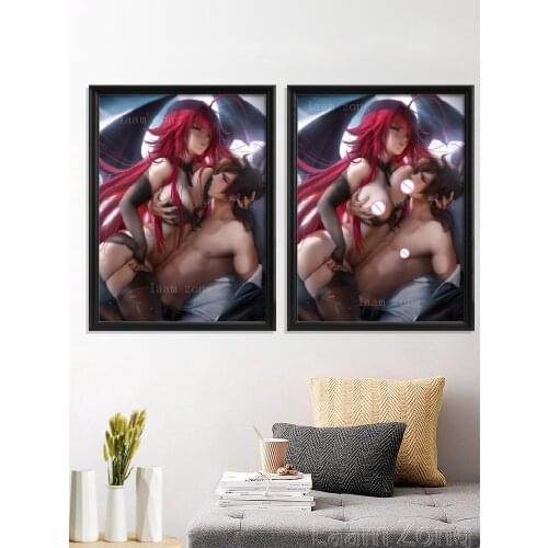 High School DXD Cartoon Hyoudou Issei s Akeno Himejima Rias Gremory Sexy Nude Girl Poster Decor Bedroom Picture Home Art Silk