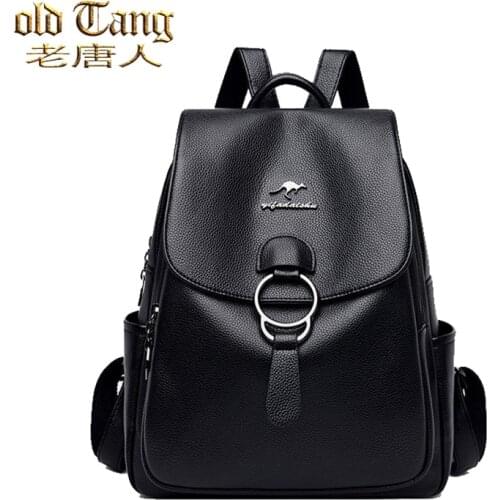 OLD TANG Large Capacity Backpack Women Bags For Women 2020 Womens Leather Backpack School Bag For Girl Zipper Fashion Mochila