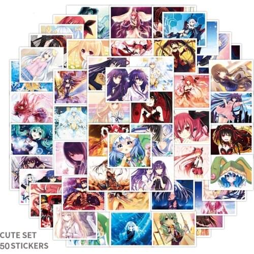 52pcs/set DATE A LIVE Stickers Japanese Anime Date a Live Waterproof Stickers For Skateboard Laptop Luggage Guitar Bike Letter
