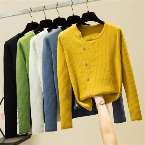 Autumn and Winter Women Sweaters Fashion Low Collar Solid Color Computer Knitted Lady Sweater Slim Fit Casual Female Sweater