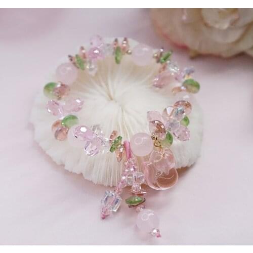 Sweet Animal/Fox Pendant Natural Stone Pink Crystal Beaded Bracelets for Women Girls Fashion Jewelry Accessories Gifts YBR563