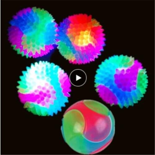1PC Flashing Dog Toy Ball Small Dog Teddy Three-color Solid Bouncy Ball Dog Training To Catch Throw The Ball Glowing Supplies