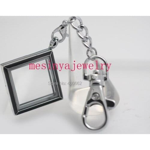 10pcs black plain rhombus memory living glass locket key rings keychains Xmas mothers gift