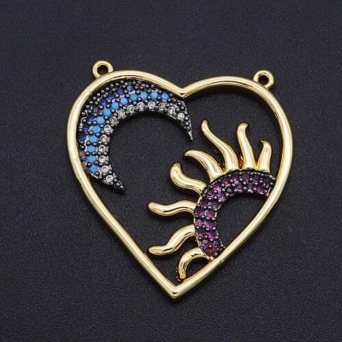 29x18mm CZ Zircon DIY Jewelry Luxury Sun Star Charm Connectors Wholesale Bulk Order Discounts Factory Sale Custom Orders Welcome