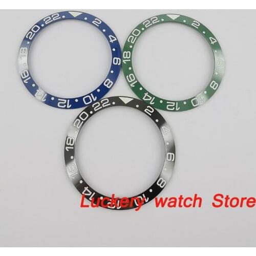 38mm black green blue ceramics bezel white marks With super luminous function fit for 40mm GMT mens watch-Q43