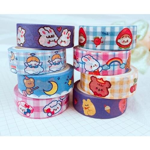 5M/Roll Cute Bear Rabbit Washi Masking Tape Scrapbooking Diary Journal Decorative Adhesive Tape Stickers School Stationery