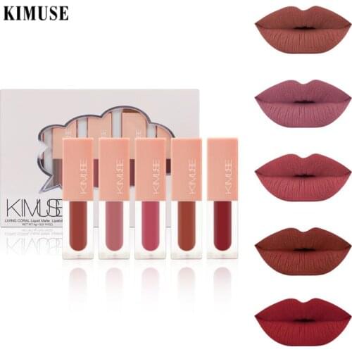 5PCS Lip Glaze Velvet Matte Liquid Lipstick Waterproof Long Lasting Lip Glaze Lip Gloss Makeup Cosmetic TSLM1