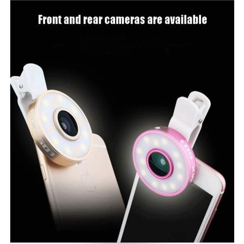 6 in 1 Portable Selfie Light Lens Build-in 12 LEDs Rechargeable Smart Phone Selfie Light leds Lens Universal LED Selfie Light