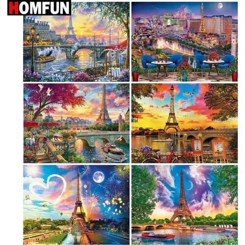 HOMFUN Full Square/Round Drill 5D DIY Diamond Painting "Tower Landscape" Embroidery Cross Stitch 5D Home Decor Gift