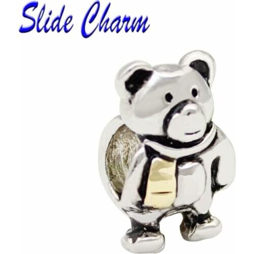 Slide charm free shipping DIY beads Classic Winnie the animal charm beads fit Pandora bracelet necklace