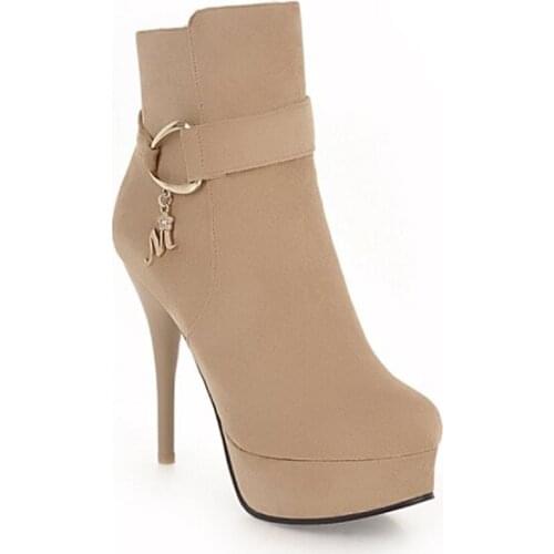 Big Size 9 10 11-17 boots women shoes ankle boots for women ladies boots shoes woman winter Round head side zipper heel