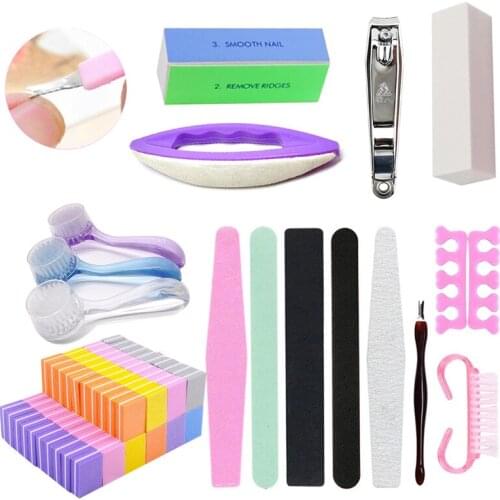 Nail Art Buffer File Block Cleaning Brush Manicure Pedicure Buffing Sanding Polish DIY Nail Beauty Tools Nail UV Gel Polish Tool