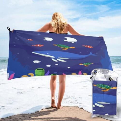 Quick Drying Pocket Towel Oceans Marine Creatures Portable Water Absorbent Towel No Pilling Sports Bath Towel