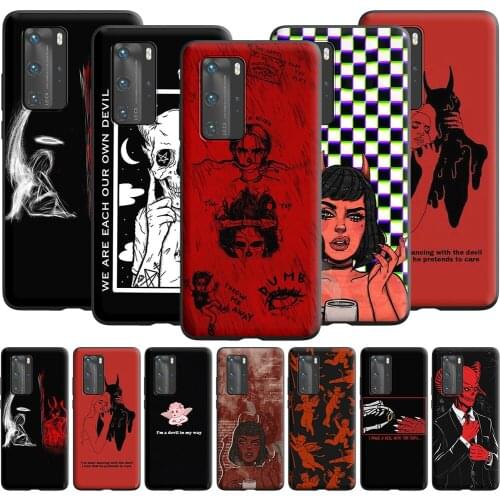 Devil Angel Case for Huawei P10 Lite P20 P30 P Smart 2021 Z P40 Pro