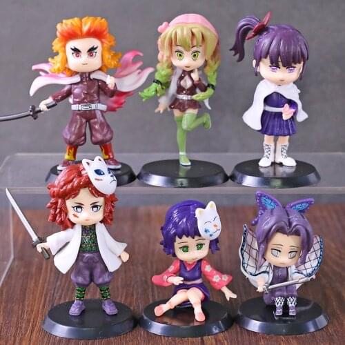 Demon Slayer Tanjirou Nezuko Zenitsu Inosuke Shinobu Kanawo Giyuu Kyoujurou Mitsuri Sabito Makomo PVC Figures Toys 6pcs/set