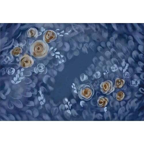 Plants Backdrop Navy Blue Flowers Photography Background Celebration Photo Booth Studio Decor