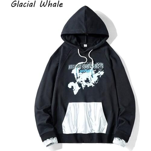 GlacialWhale Mens Hoodies Men Spring Printed Harajuku Japanese Streetwear Sweatshirt Male Oversized Black Hoodie Men Sweatshirts