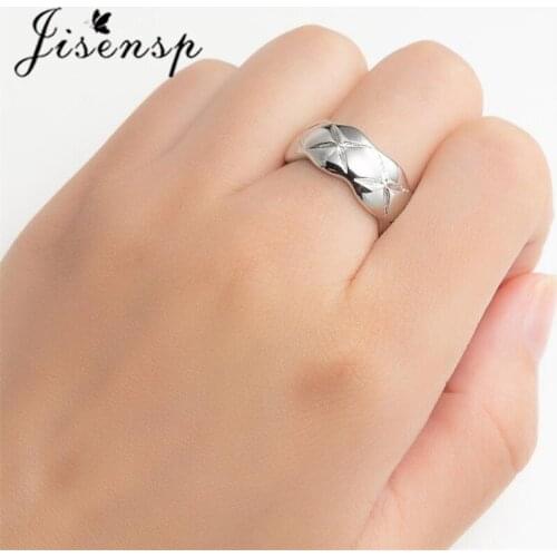 Jisensp New Trendy Bread Shape Finger Ring Simple Design Index Cross Irregular Rings Fashion Jewelry for Women Lady Girls