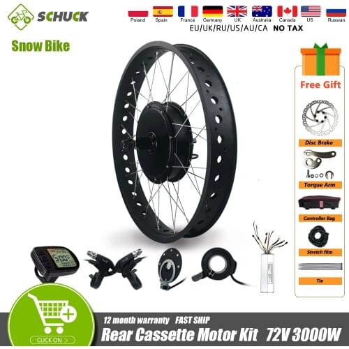 72V 3000W Electric Fat Bike Conversion Kit Brushless Rear Rotate Hub Motor Wheel 20 26in 4.0 Tyre Snow Beach Bike Conversion Kit