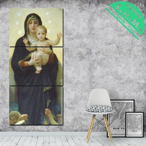 3 Pieces Blessed Virgin Mary Modern Wall Pictures for Bedroom Print Canvas Painting Living Room Decor Home Decoration