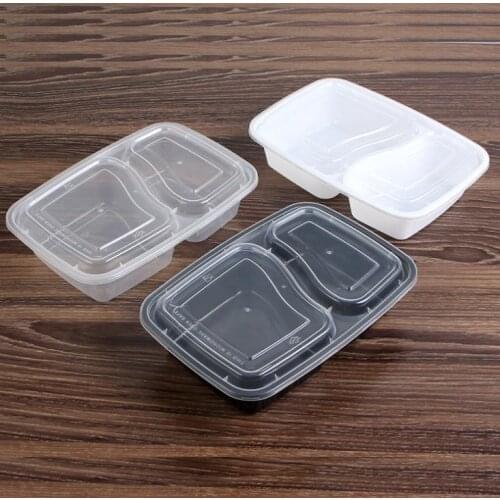 Microwavable 2 department Food Storage Lunch Boxes Lids Home Office Dinner Lunch Box Case Disposable Dinnerware SN2139