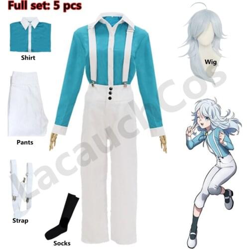 New Kemono Jihen Akira Cosplay Costume Shirt Pants Outfits Halloween Carnival Akira Snow Man Costume Fancy Stage Performance Wig