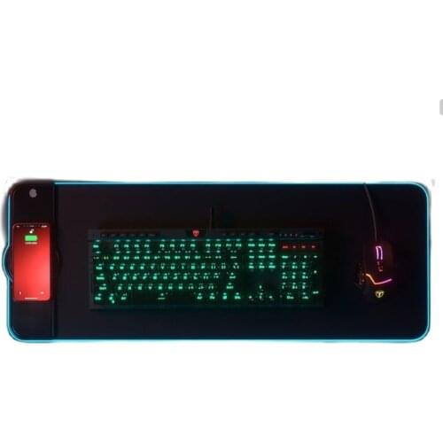 YT RGB Gaming Mousepad Black Wireless Charging Office Non-slip Large Mice Mat Suitable for Phones QI Charge LED Mouse Pad
