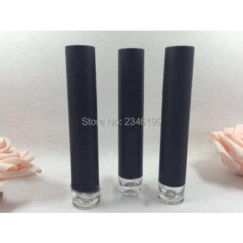 50pcs/lot 5ML Matte Black Lip Gloss Tube Clear Bottom Lipgloss Container Frosted Black Lip Gloss Tube, Lip Makeup Tool
