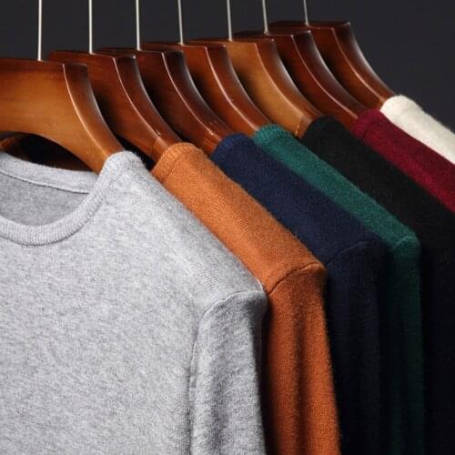 Mens brand solid color casual knitted pullover 2021 mens spring and autumn fashion slim long-sleeved sweater bottoming shirt
