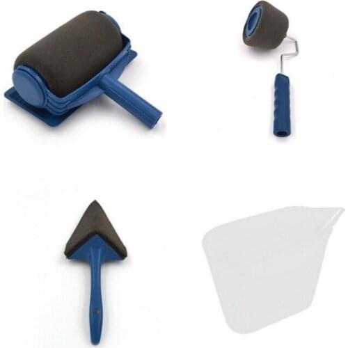 5pcs Paint Runner Roller Brush Handle Tool Flocked Edger Office Room Wall Painting Home Tool Roller Paint Brush Set Dropship