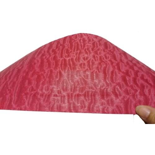 Natural Genuine Phoebe Fig Figuared Dye Wood Veneer Furniture Decorative Veneer Backing with Paper 0.25mm thick Rose Red