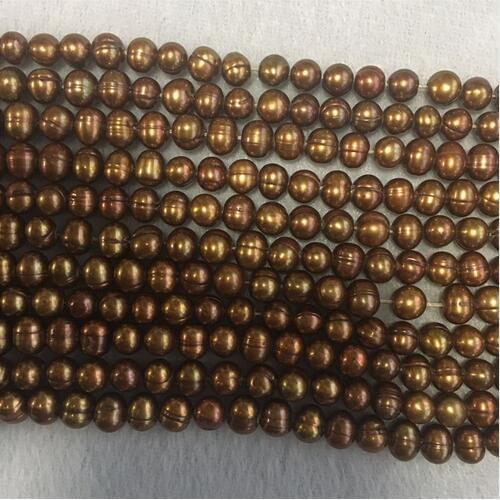 6-7mm Genuine Natural Chocolate Freshwater Pearl In Bulk Beads 35 CM