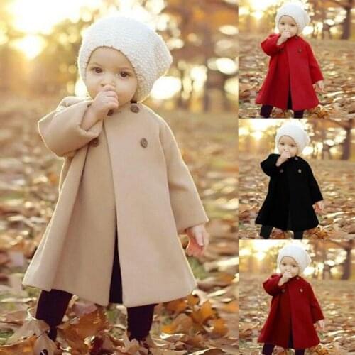 Girls Autumn Winter Wool Blends Jacket Baby New Warm Thick Coat Children Casual Outerwear Kids Solid Active Wearing Clothes